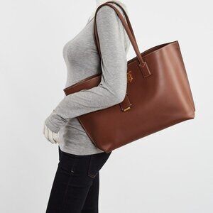 Burberry Brown Smooth Leather TB Tote Bag